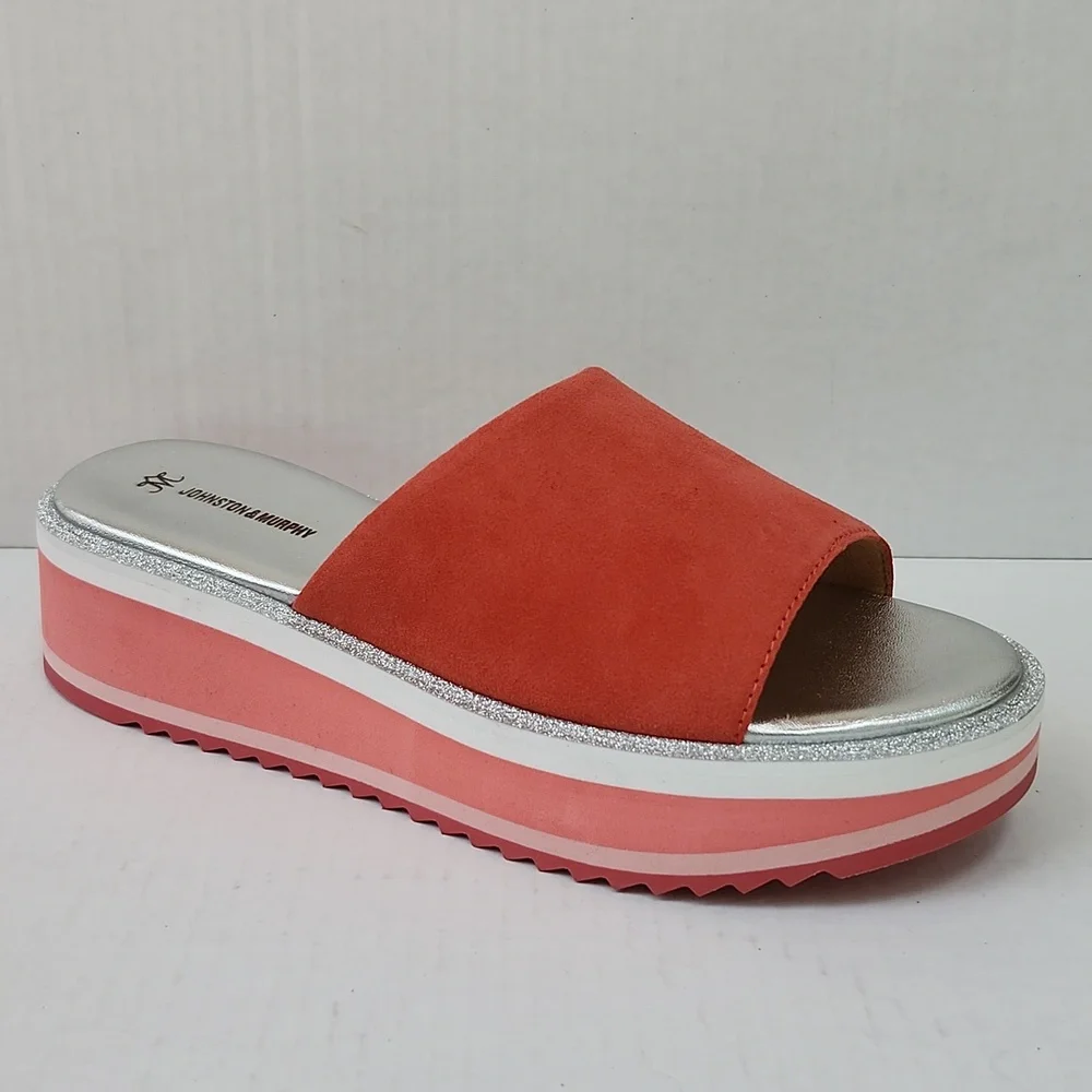 NWOT JOHNSTON & MURPHY GRACE SUEDE PLATFORM SLIDE SANDALS - Picture 9 of 10